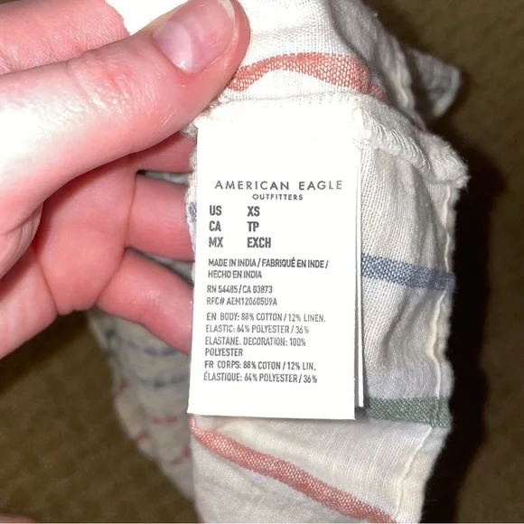 American Eagle AE Smocked One Shoulder Top in Cream - Picture 7 of 7